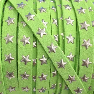 Șnur din imitație piele întoarsă cu stele lime