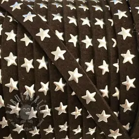 Șnur din imitație piele întoarsă cu stele choco