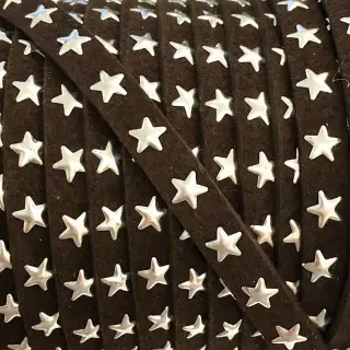 Șnur din imitație piele întoarsă cu stele choco