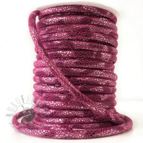 Șnur din imitație piele întoarsă Glitter fuchsia