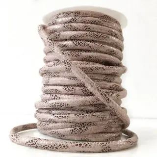 Șnur din imitație piele întoarsă Glitter beige