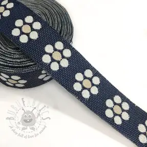 Panglică Jeans flowers beige