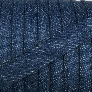 Șnur plat din bumbac 15 mm Denim blue