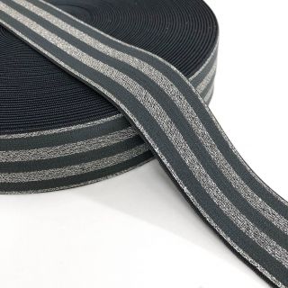 Elastic neted 4 cm LUREX SILVER dark grey