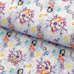 Tricot Snoozy fabrics Mermaids violet digital print