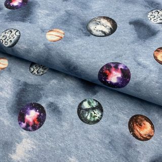 Țesătură din bumbac Planets jeans digital print