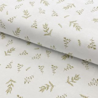 Tricot Sweet forest LEAVES white digital print