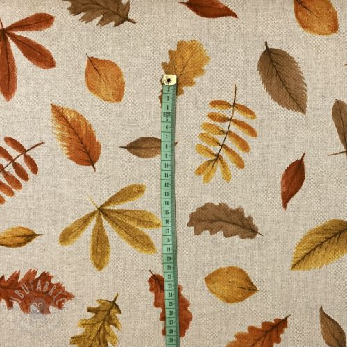 Țesătură decorativă Linenlook Watercolor falling leaves