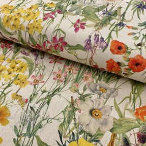 Țesătură decorativă Linenlook Wildflower sunny field digital print