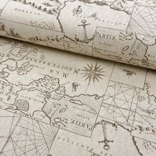 Țesătură decorativă Linenlook Map mediterranean sea
