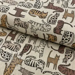 Țesătură decorativă Linenlook Cat wildlife art