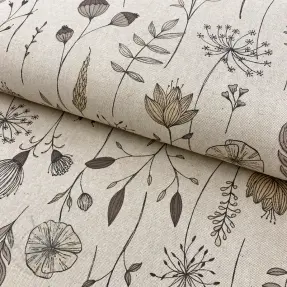Țesătură decorativă Linenlook Handdrawn flowers