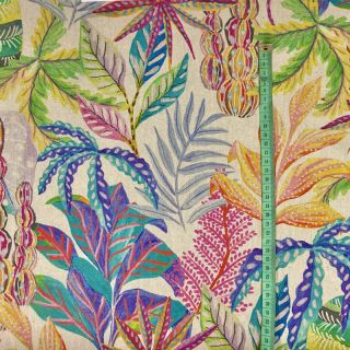 Țesătură decorativă Linenlook Colourful painted jungle digital print