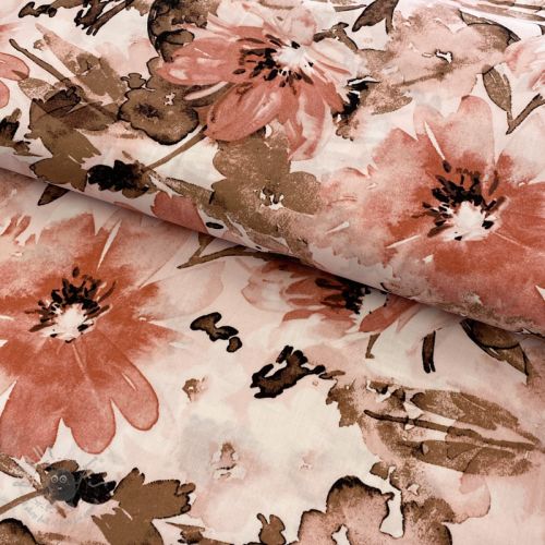 Viscoză RADIANCE Watercolor flowers coral