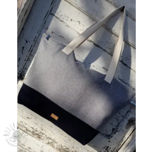 Țesătură decorativă DOBBY Colored stripe navy blue
