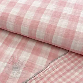Mușelină Double sided CHECKS MINI old rose