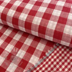 Mușelină Double sided CHECKS MINI red