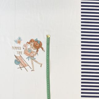 Tricot Summer time navy PANEL digital print