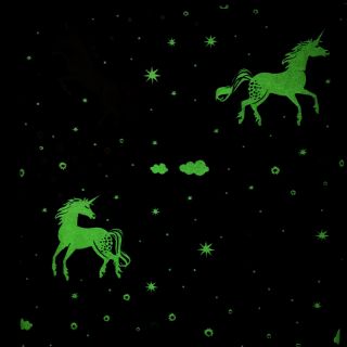Țesătură decorativă premium GLOW IN THE DARK Starry unicorn