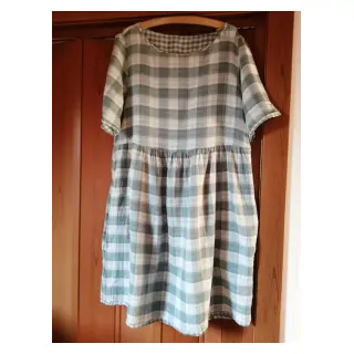 Mușelină Double sided CHECKS MINI green