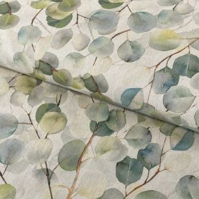 Țesătură decorativă Linenlook Eucalyptus boho leaf digital print