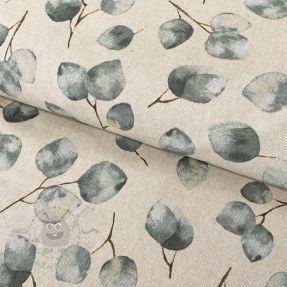 Țesătură decorativă  Linenlook Eucalyptus watercolour branch