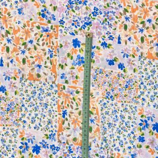 Viscoză RADIANCE Patchwork flowers indigo digital print