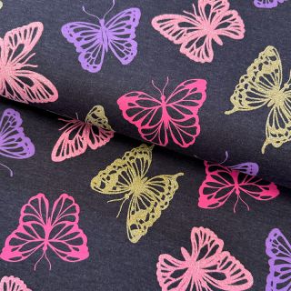 Tricot Butterfly glitter indigo melange