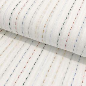 Mușelină Embroidery stripes white