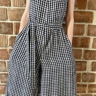 Mușelină Double sided CHECKS MINI navy