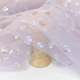 Tul pentru TUTU Rainbow HEARTS lilac