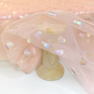 Tul pentru TUTU Rainbow HEARTS light pink