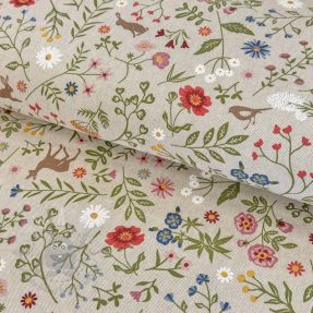 Țesătură decorativă Linenlook Floral animal garden