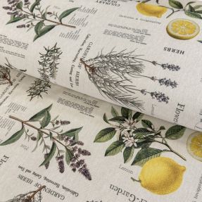 Țesătură decorativă Linenlook Lavender citrus recipe digital print