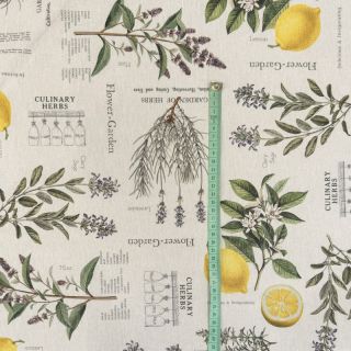 Țesătură decorativă Linenlook Lavender citrus recipe digital print