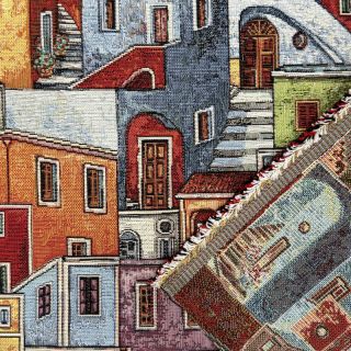 Țesătură decorativă GOBELIN PREMIUM Happy colourful village