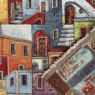 Țesătură decorativă GOBELIN PREMIUM Happy colourful village