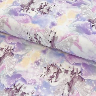 Tricot Unicorn clouds lavender digital print