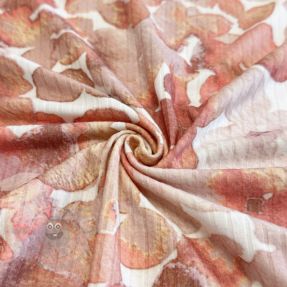 Tricot RIB Flowers peach digital print