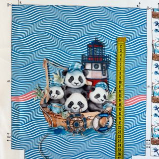 Țesătură decorativă KIDS BACKPACK Sailor Panda PANEL