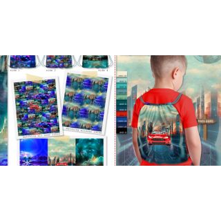 Țesătură decorativă KIDS BACKPACK Awesome cars PANEL