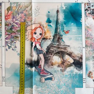 Țesătură decorativă KIDS BACKPACK French love PANEL
