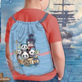 Țesătură decorativă KIDS BACKPACK Sailor Panda PANEL