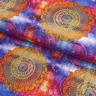 Tricot VISCOSE LYCRA HEAVY Mandala ochre digital print