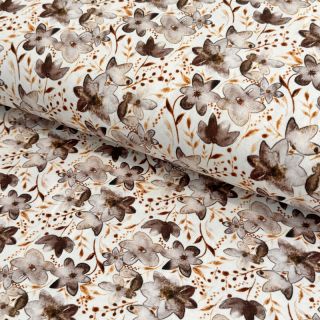 Tricot VISCOSE LYCRA HEAVY Small fowers taupe digital print