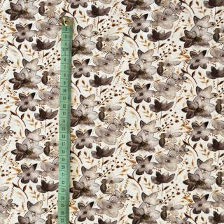 Tricot VISCOSE LYCRA HEAVY Small fowers taupe digital print