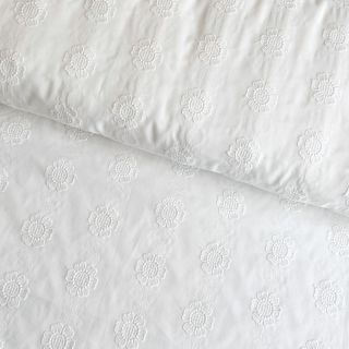 Țesătură din bumbac VOILE Embroidery Dotty flowers white