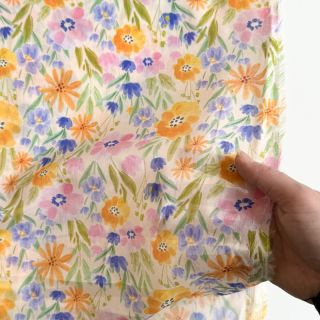 Țesătură din bumbac VOILE Flower meadow peach digital print
