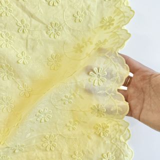 Țesătură din bumbac VOILE Embroidery flowers yellow