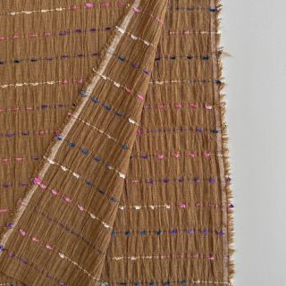 Țesătură din bumbac DOBBY CRINKLE Stripe camel
